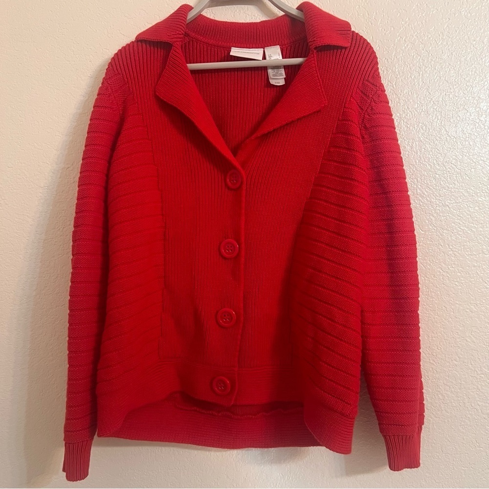Liz Claiborne Women's red knit cardigan Sweater large